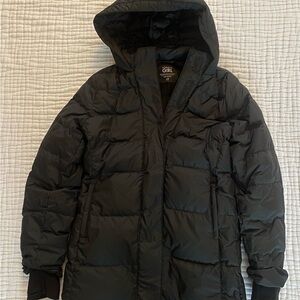 Athleta Girls L/12 Black Down Parka Very Good Condition
